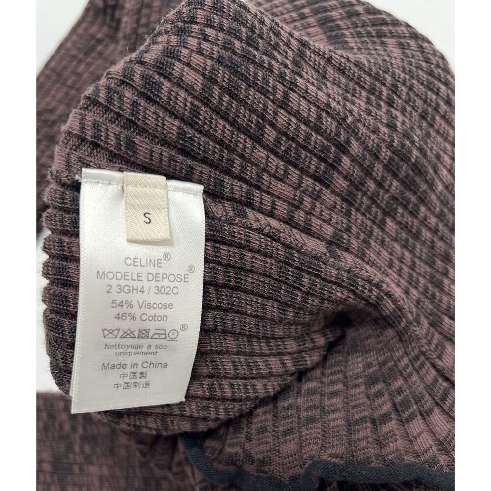 Vintage Y2K Celine Ribbed Knit Jumper in Purple Marle - Picture 3 of 4